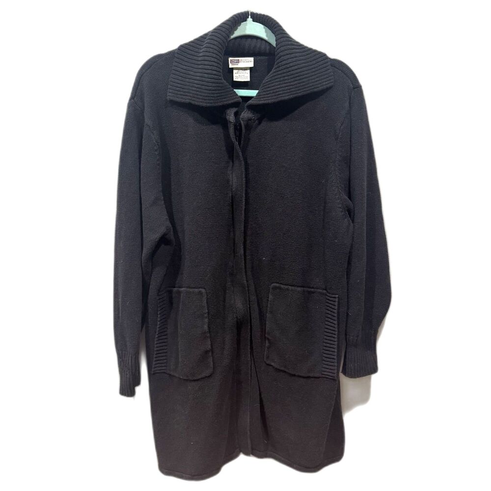 Vintage Faded Glory Longline Zip Cardigan Sweater Faded Black Women 22W / 24W